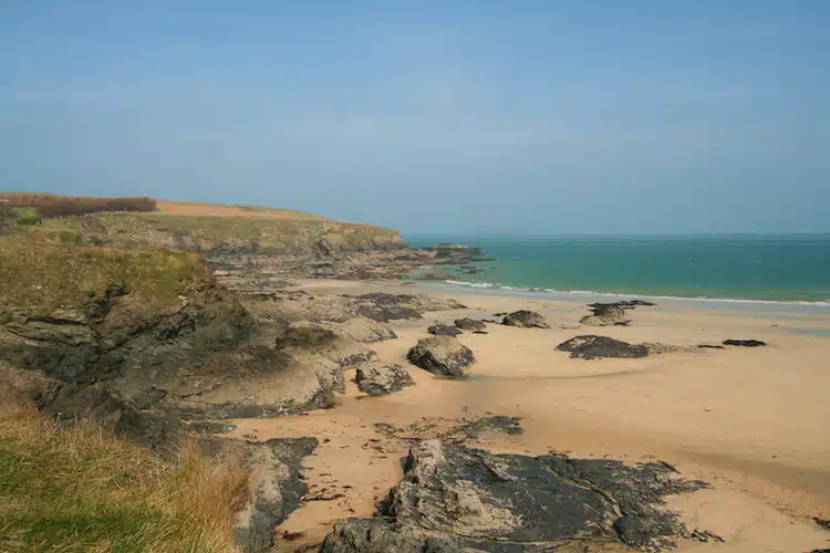 Sandy beach at Harlyn is a great base for holidays in Cornwall