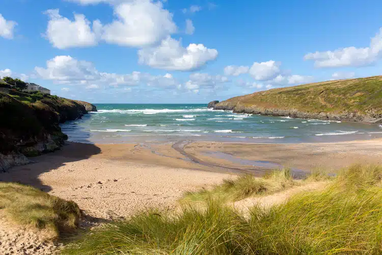 The beautiful sandy cove at Porthcothan Bay in Cornwall
