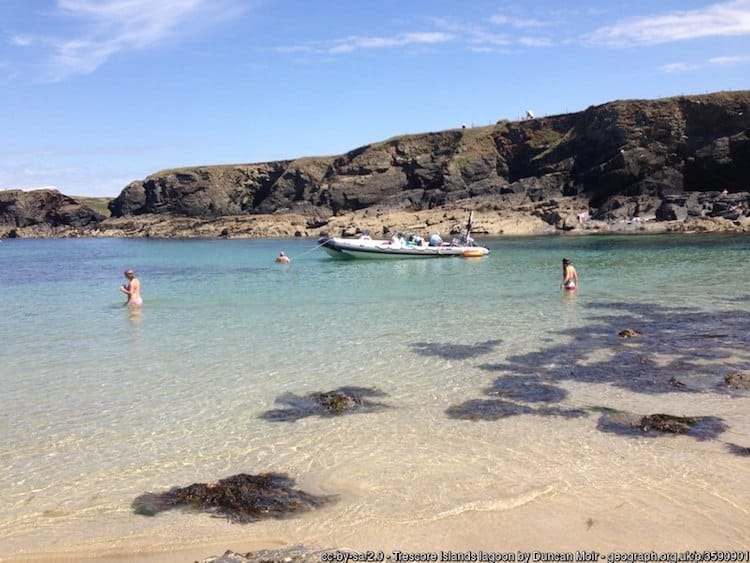 Crystal clear waters of Trescore Lagoon at Porthcothan