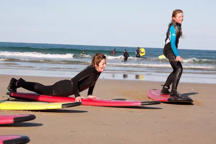 Surf lesson at Harlyn Bay in North Cornwall