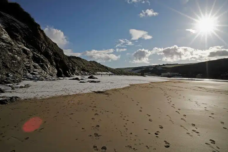 Empty Winter Beach in Cornwall