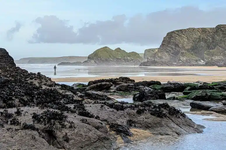 winter beach walk in Cornwall
