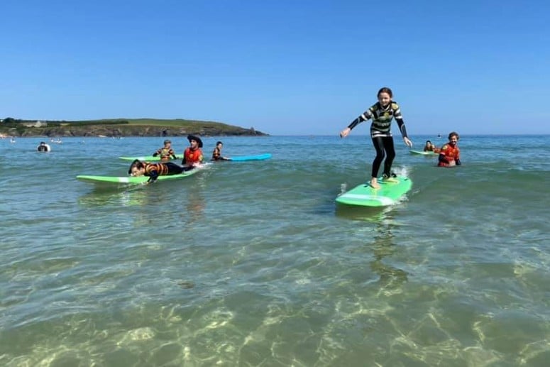 Family Surfing at Harlyn in Cornwall