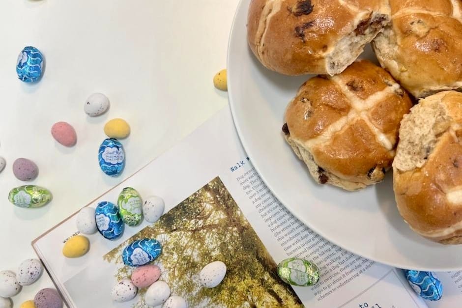 Hot cross buns and easter eggs