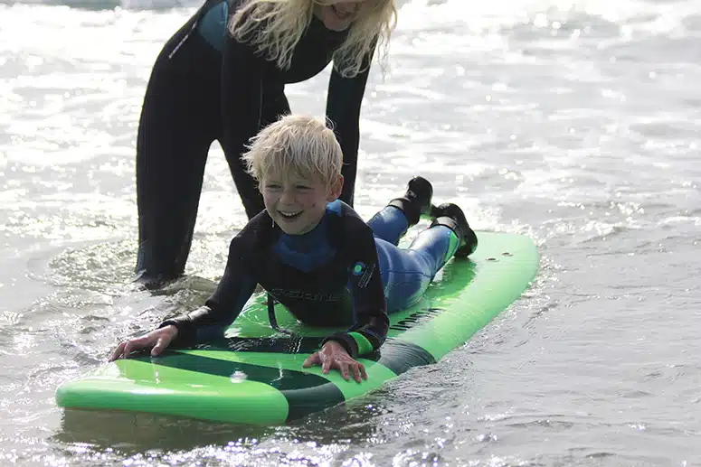 Learning to surf in Cornwall, Mawgan Porth beach