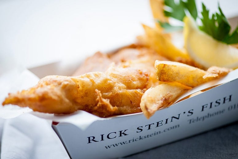 Rick Steins Fish and Chips, Copyright David Griffen, Eating out Padstow