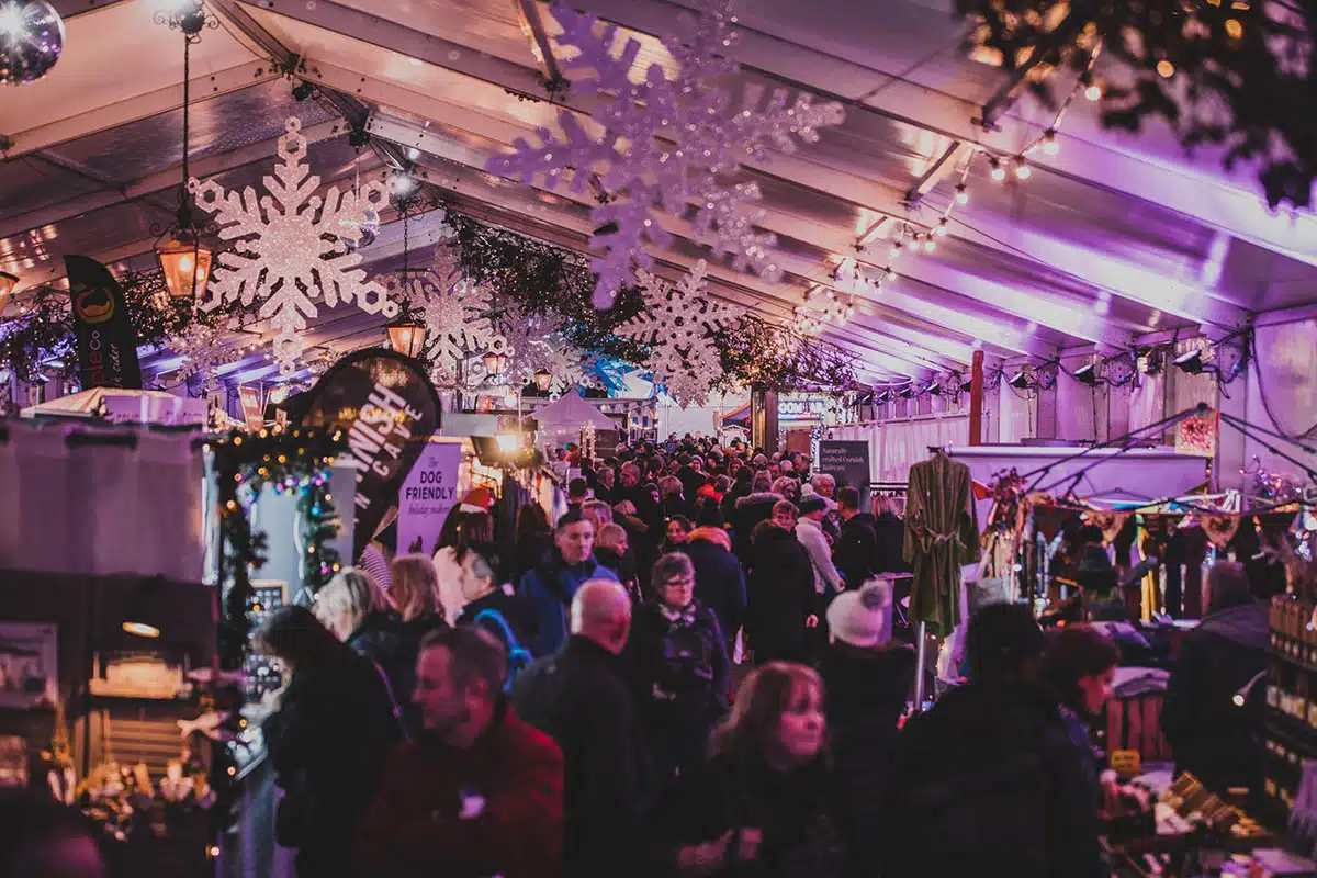 The market at Padstow Christmas Festival. Copyright Adam Sargent