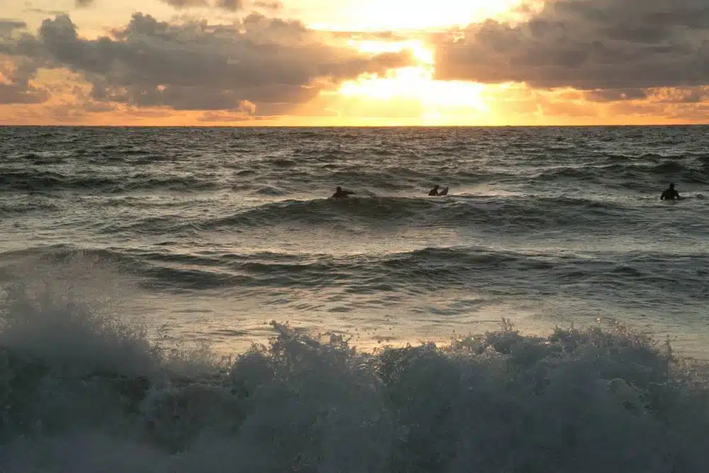 Winter sunset surf