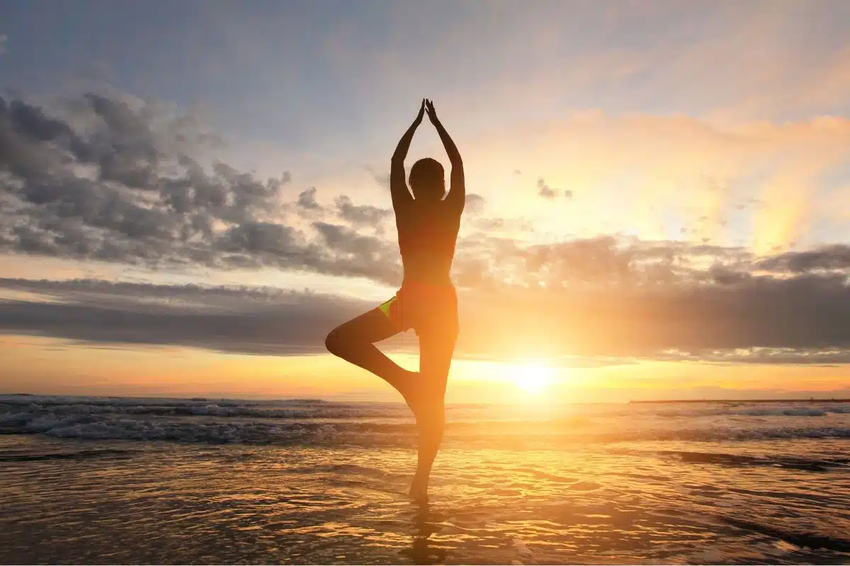 Yoga on the beach in Cornwall