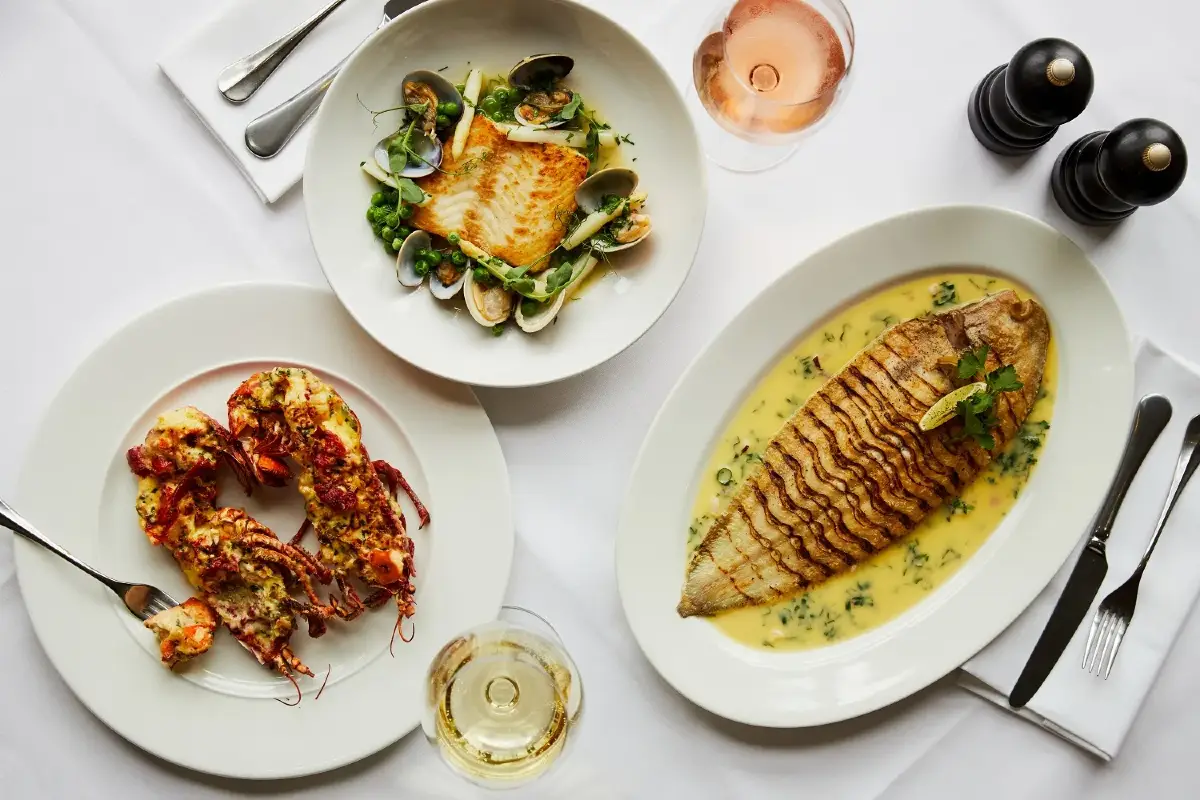 Dishes at Rick Stein Seafood Restaurant, Padstow