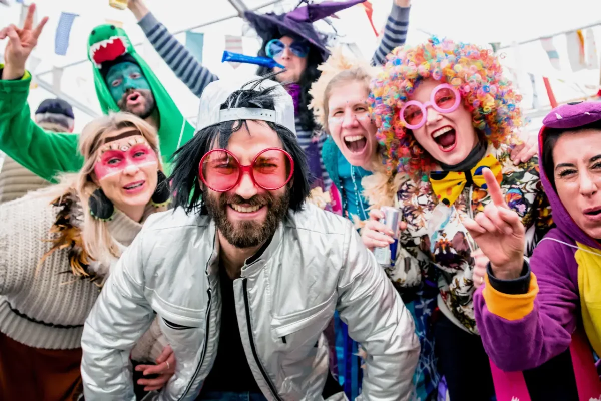 Fancy dress revellers in Newquay, Cornwall