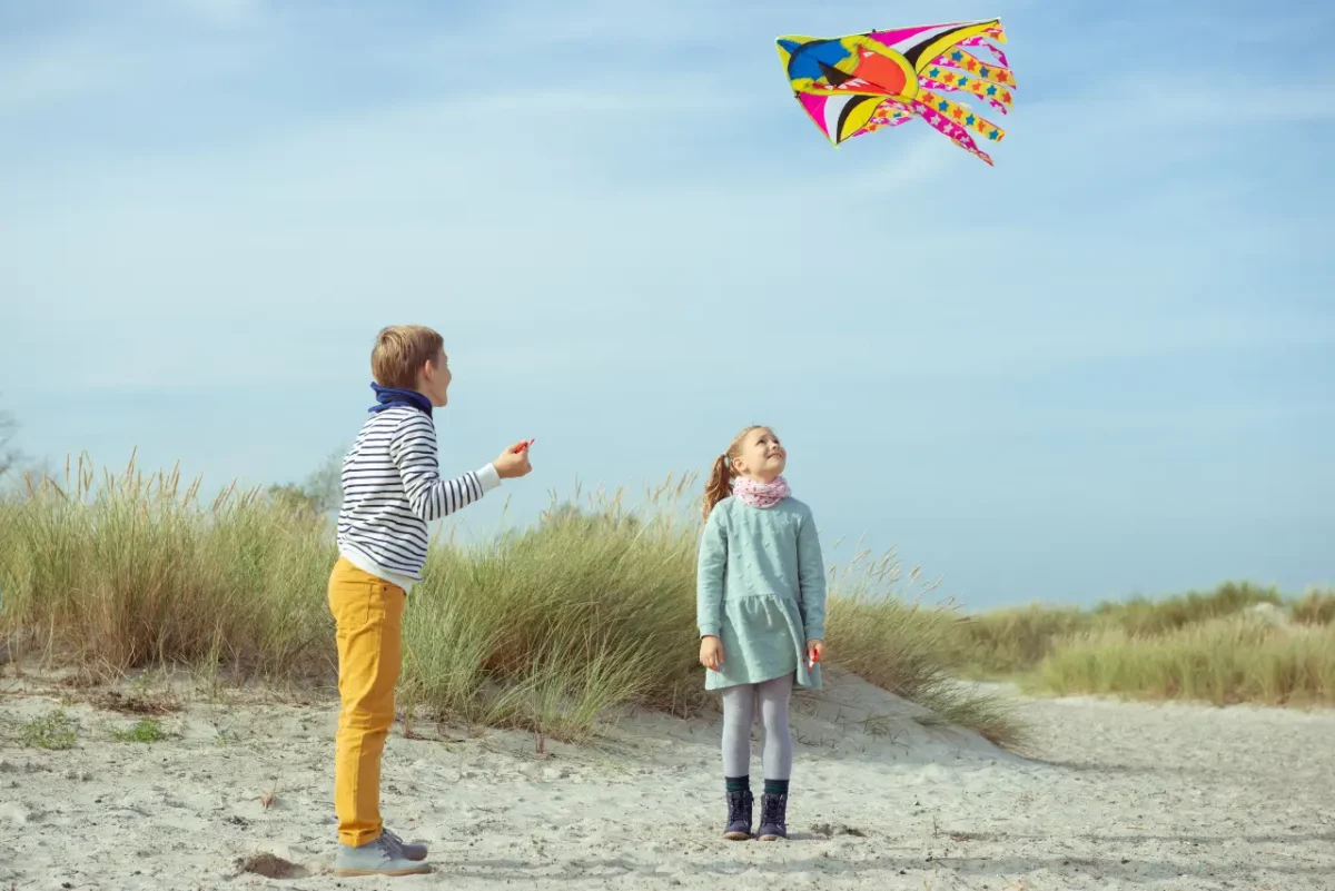 Kite flying on the beach near Padstow