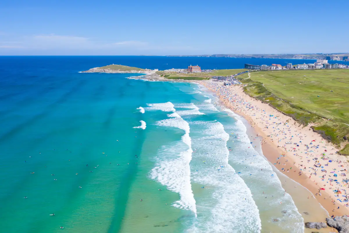 Aerial view of Fistral Beach in Newquay