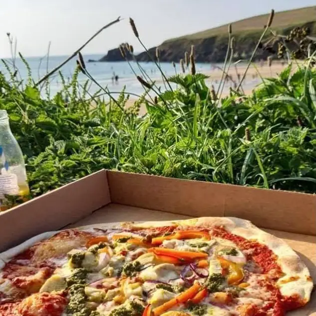 Pizza by the beach at Trevone Bay Cafe