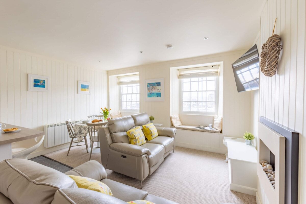 Living room at Stepper apartment in Padstow