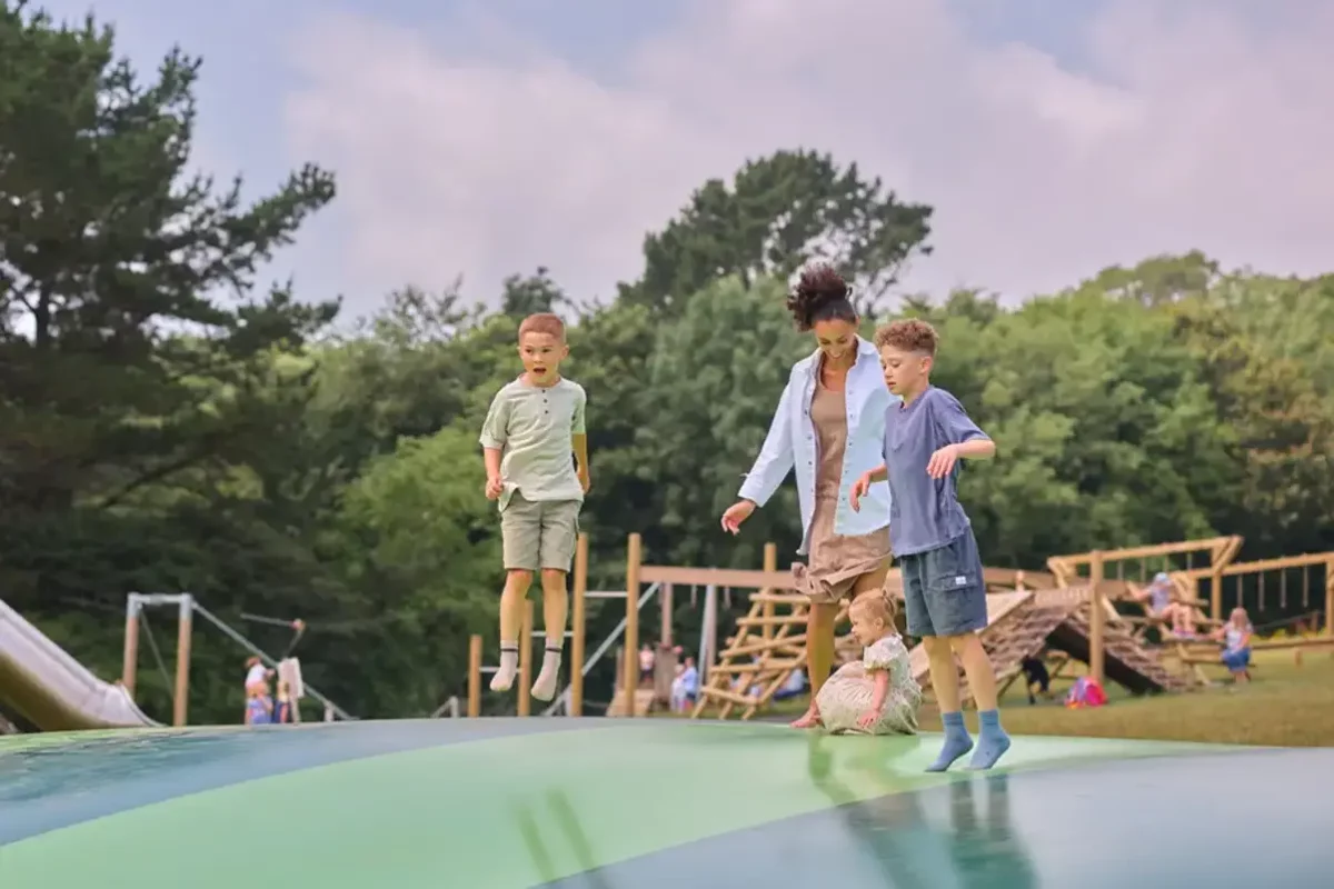 Family on playground at Heligan Wild Week